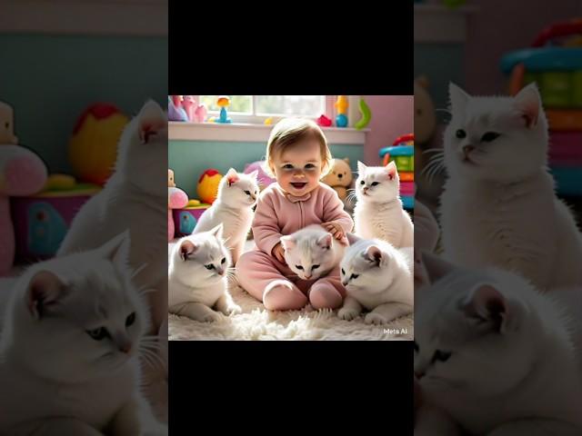 BABY WITH CATS #ai #cat #cute #babyandcats #baby #funny
