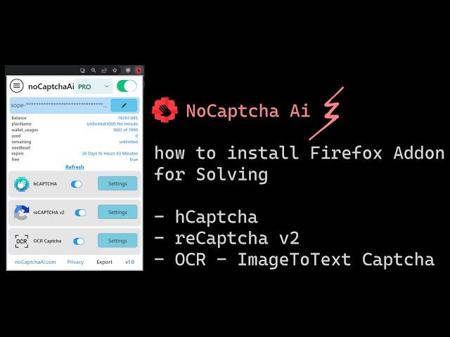 Guide : How to install noCaptchaAi (Captcha Solver) Firefox Addon 2023 | FREE 6000  credits monthly