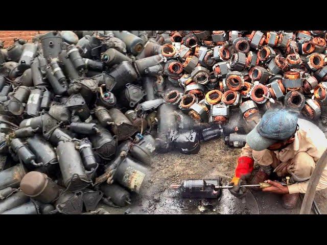 Hard work Old damaged Motor Compressor Recycling Process & getting Copper From