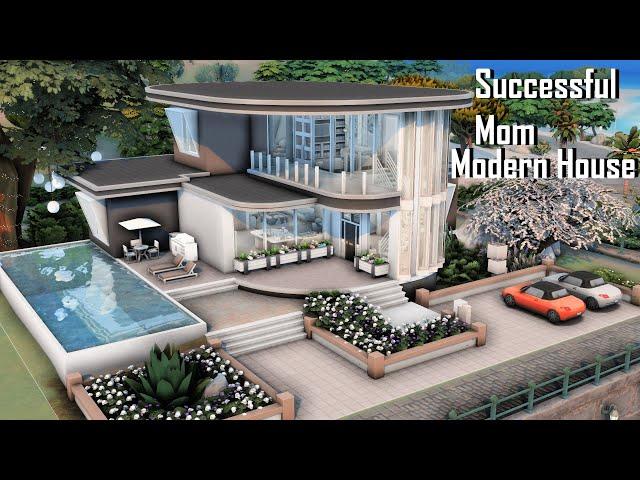 Successful Mom with Realistic Floor Plan Modern House [NOCC] [Stop motion Speed build] THE SIMS4