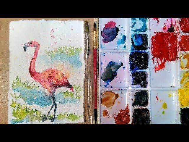 Loose style Flamingo Painting in Watercolor