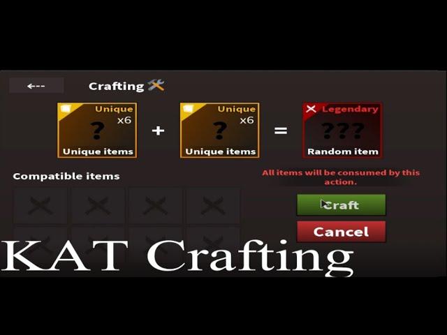 Roblox KAT I Crafting Legendaries and Uniques + Smalls!