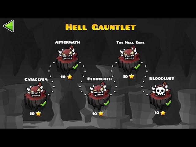 GEOMETRY DASH HELL GAUNTLET (All Levels 1-5) (Fan-Made) | Demon Gauntlet Levels | Geometry Dash 2.2