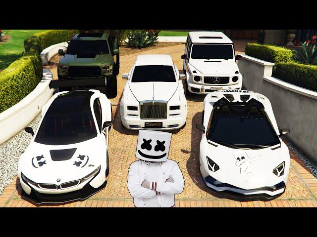 GTA 5 - Stealing Marshmello's Luxury Cars With Michael! | (Real Life Cars#37)