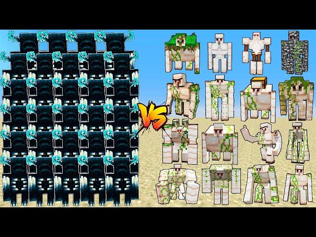 Warden Army vs Golem Family | Sculk Family and All Golems - Fight Minecraft Battle