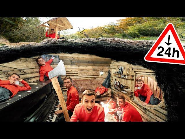 24 HOURS under the earth | We move into our cave!