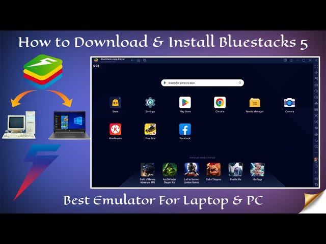 How to Download and Install BlueStacks 5 on Windows 10 In 2024 | Best Emulator For Laptop & PC | 