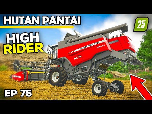 NEW HIGH RIDING COMBINE JOINS THE FARM | Farming Simulator 25 - Hutan Pantai | Episode 75