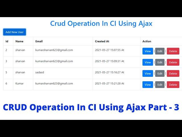 Crud Operation In CodeIgniter Using Ajax Part - 03