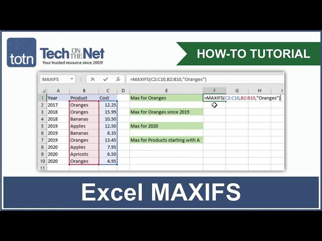 How to use the Excel MAXIFS Function