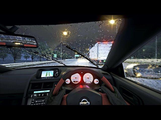 [4K] Night Drive in HEAVY Rain through Tokyo Shutoko Expressway (assetto corsa)