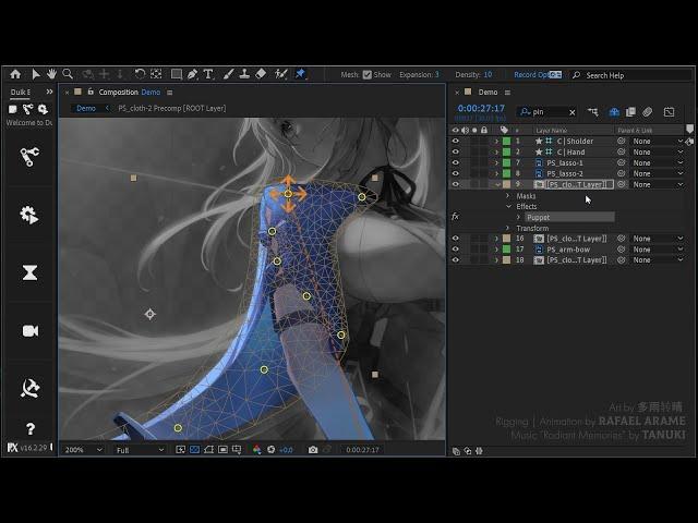 Puppet Pin Tool applied to multiple layers - After Effects