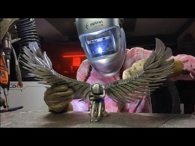 Scrap Metal Welded Art Angel Barbie The Welder TIG Welding Sculpture Fabrication