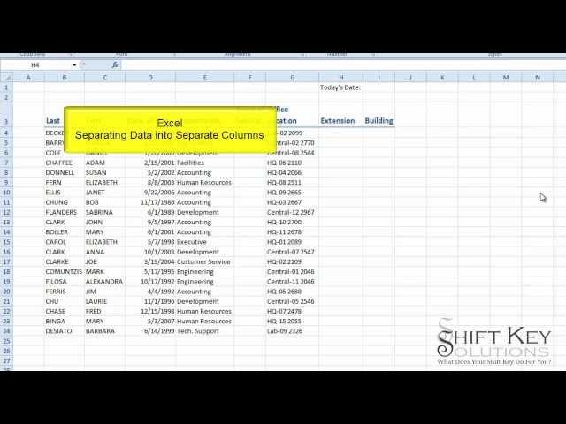 Excel 2010 - Separating Data into Separate Columns