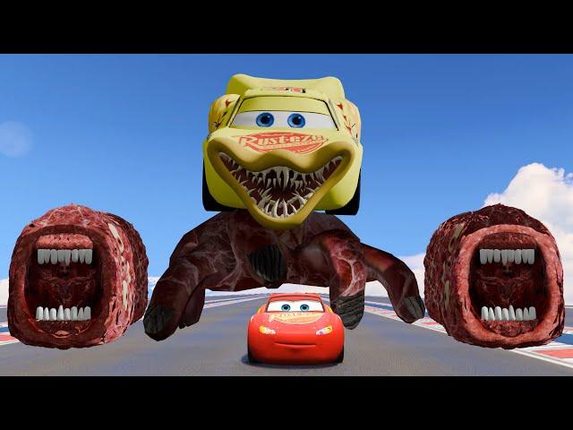 Epic Escape From The Lightning McQueen Finger Eater & Train Eater | McQueen vs Train Eater GTA 5