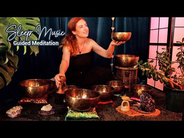 Singing Bowls Meditation w/ Rain & Gentle Thunder  ASMR Soft Spoken Qi Sounds, Sleep Music