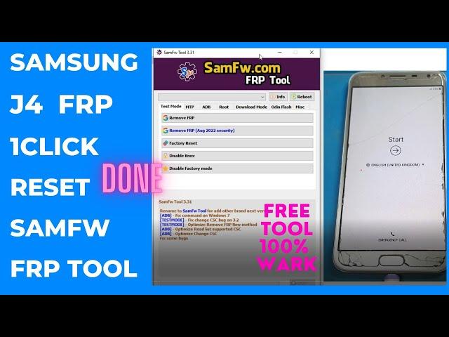 Samsung J4 FRP Bypass Done Test Mode SamFw FRP  Tool