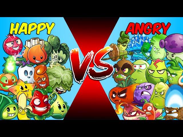 Team HAPPY vs ANGRY - Who Will Win? - PvZ 2 Plant vs Plant Battlez