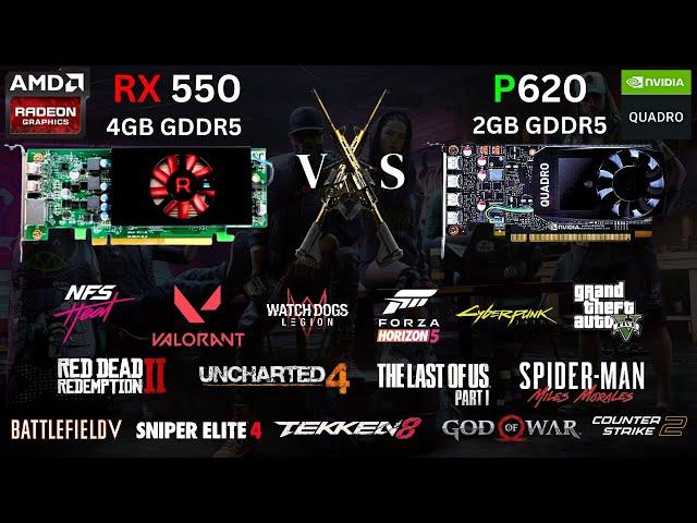 AMD RX 550 VS Nvidia Quadro P620 Gaming Performance in 2024