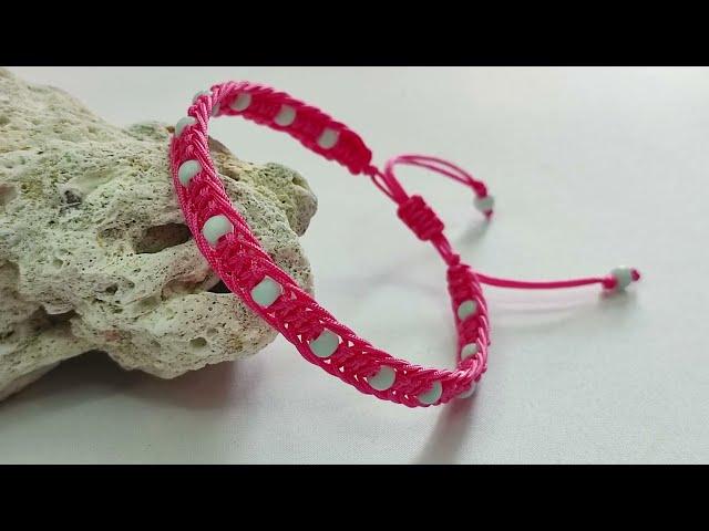 How to Make Macrame Bracelet Triple Square Knot With Beads | Macrame Bracelet Tutorial