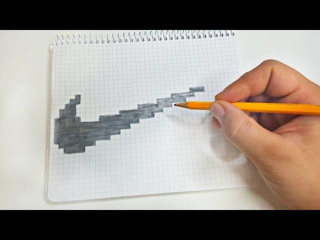 Логотип NIKE карандашом !!! PIXEL ART рисунки по клеточкам