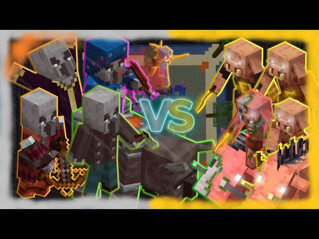 Nether Pig Army vs Illager Army - Minecraft Mob Battle 1.17.1