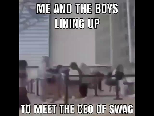 Me and the boys lining up to meet the ceo of swag