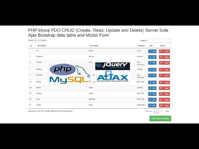 PHP Mysql PDO CRUD (Create, Read, Update and Delete) Server Side Ajax Boostrap data table and Modal