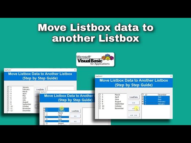 Move Listbox data to another Listbox, vba in excel