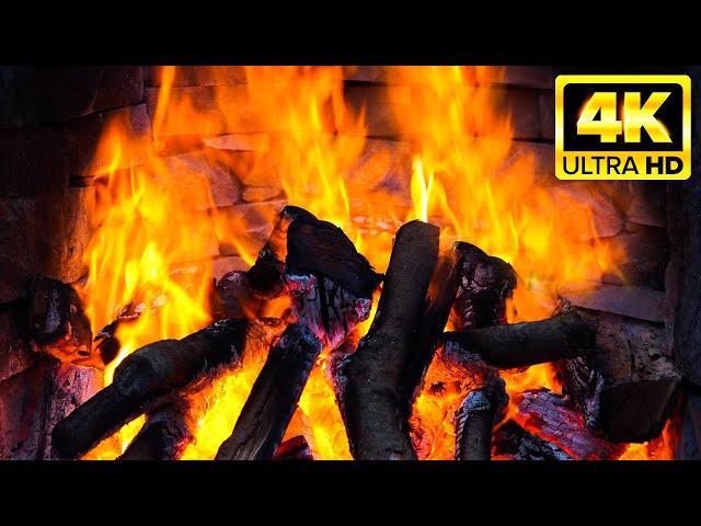 Relaxing Fireplace 4K UHD with Crackling Fire Sounds & Burning Logs 10 Hours | Stress Relief, Relax