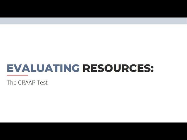 CRAAP Test Tutorial