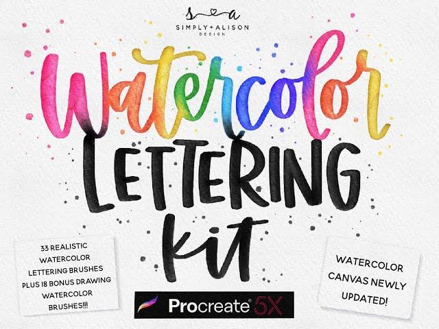 Realistic Watercolor Lettering Procreate Brushes | Simply Alison