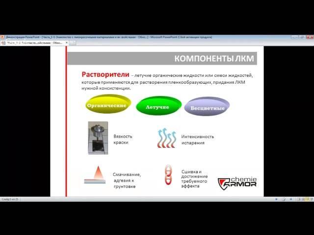 Знакомство с лакокрасочными материалами и их свойствами