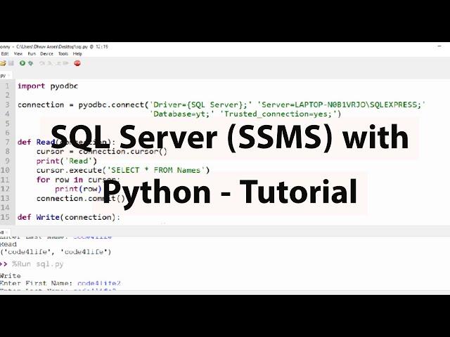 SQL Server (SSMS) - Python Tutorial