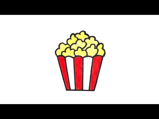 #how to draw a popcorn bucket step by step for beginners