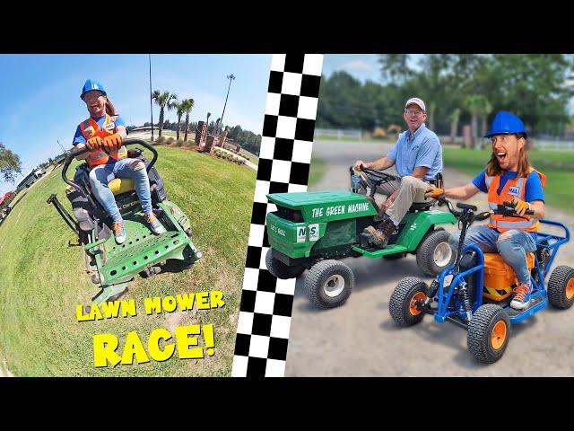 Lawn Mower Race with Handyman Hal | Lawn Mower for Kids