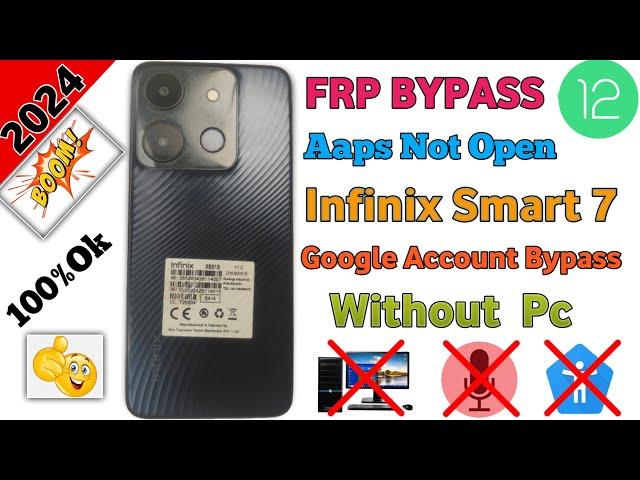 Infinix Smart 7/ 7 HD Frp Bypass Android 12/13/ Infinix X6516 X6515 Google Account Remove Without Pc