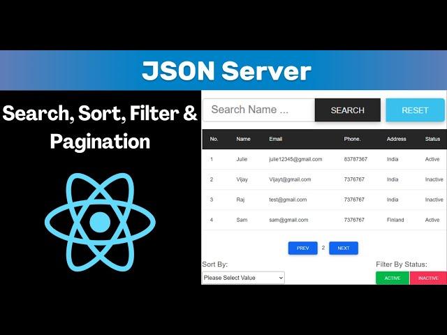 Implement Search, Sort, Filter & Pagination using JSON Server in React