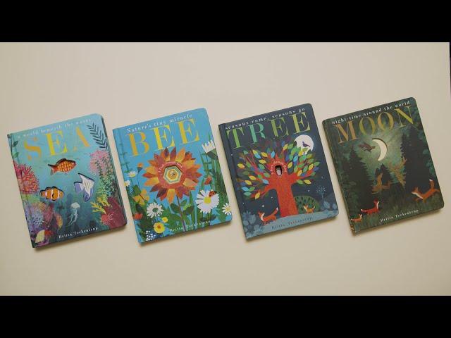 Books by Britta Teckentrup. Home, Moon, Tree, Bee, Sea.