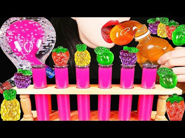 ASMR MYSTERIOUS WATER DRINKING SOUNDS 신기한 물 먹방, HONEY JELLY, 4D GUMMY CANDY, EDIBLE FROG EGGS ABBEY