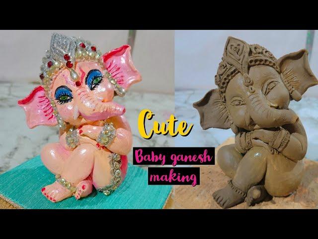 Cute baby Ganesha Making || Ganesha Murti Making || Eco Friendly Ganesha, Making at home