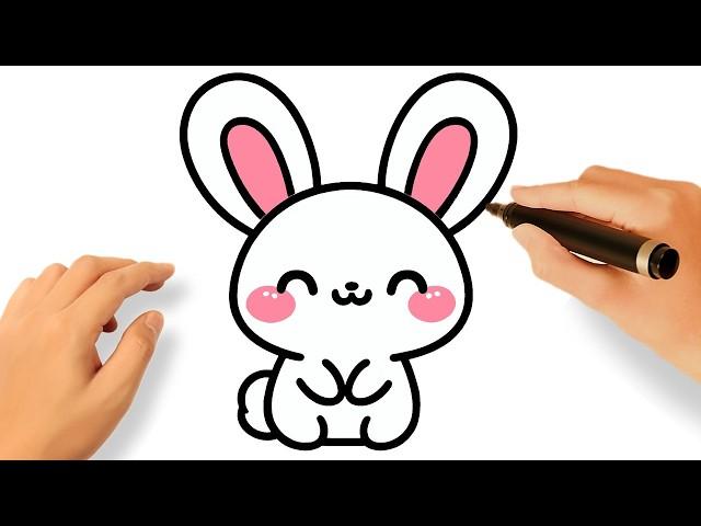 CÓMO DIBUJAR UN CONEJITO KAWAII FÁCIL PASO A PASO