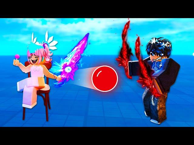 SHE CHALLENGED ME IN BLADE BALL... (FUNNY MOMENTS)