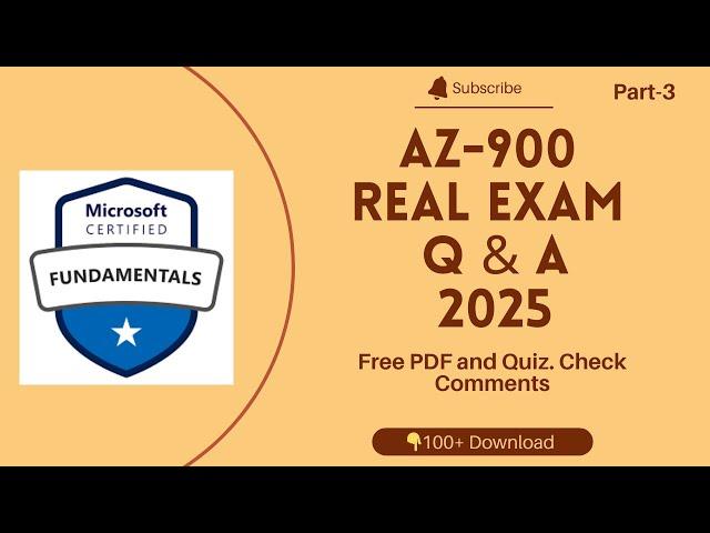 AZ 900 Exam Question 2025 || Azure Fundamentals Dumps 2025 || PDF Available || Part-3