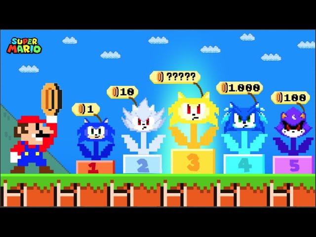 Super Mario Bros. but Mario Collect MORE Custom Flowers Sonic All Characters