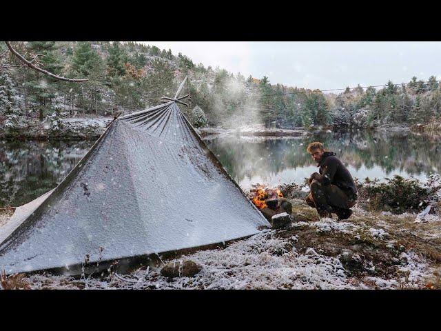 2 Nights Solo Camping in the Snow and Rain