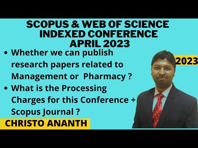 Christo Ananth - Scopus & Web of Science Indexed Conference - April 2023 - ICICAEPHAM 2023 - English