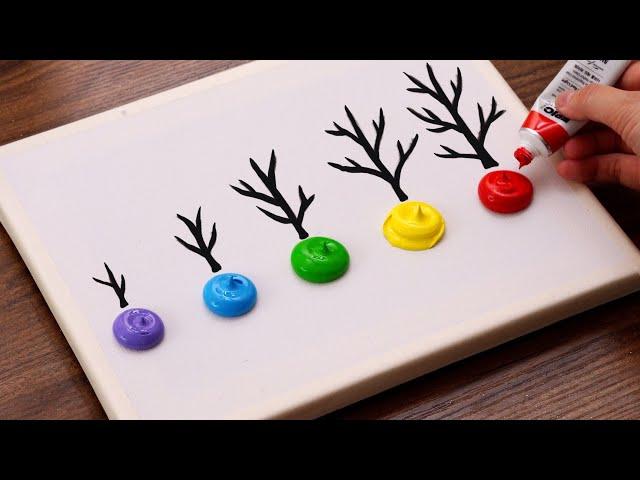 Easy & Colorful Trees Acrylic Painting Step By Step｜Painting For Beginners (1398)｜Art