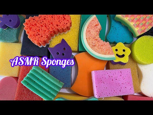 ASMR Sponge sounds (scratching and squeezing). Lots of sponges: hard, porous, soft / Звуки губок