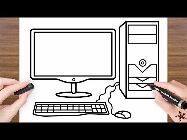 Computer Drawing | How to Draw a Computer ️ - Drawing Tutorial for Beginners.!!!